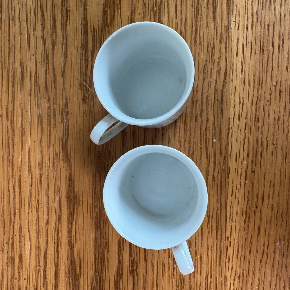 Vintage White Porcelain Espresso Cup and Saucer Set of 2 Minimalist Demitasse